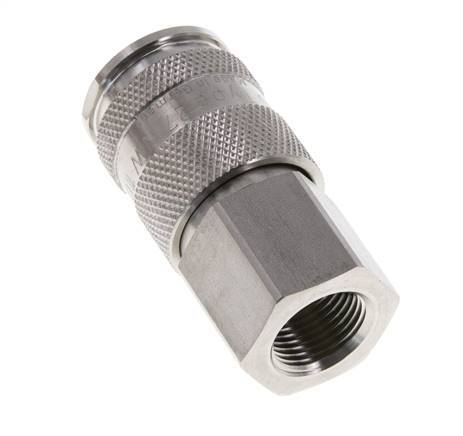 Edelstahl 316L DN 10 Luftkupplung Muffe G 3/8 Zoll Innengewinde Doppelabsperrung