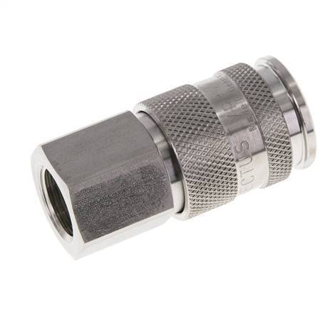 Edelstahl 316L DN 10 Luftkupplung Muffe G 3/8 Zoll Innengewinde Doppelabsperrung