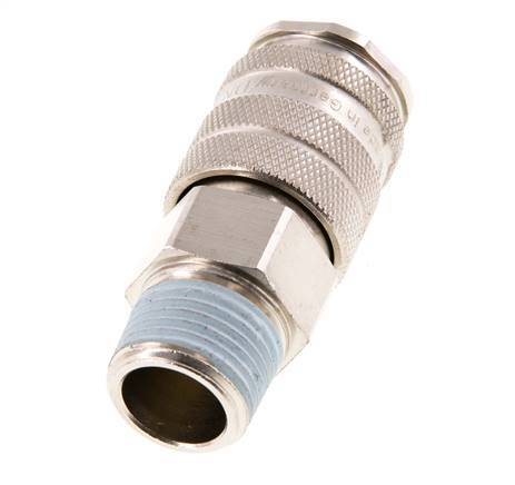 Nickel-plated Brass DN 10 Air Coupling Socket R 1/2 inch Male Double Shut-Off