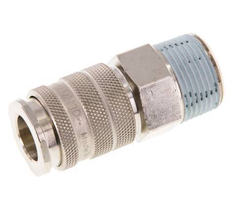 Nickel-plated Brass DN 10 Air Coupling Socket R 3/4 inch Male Double Shut-Off