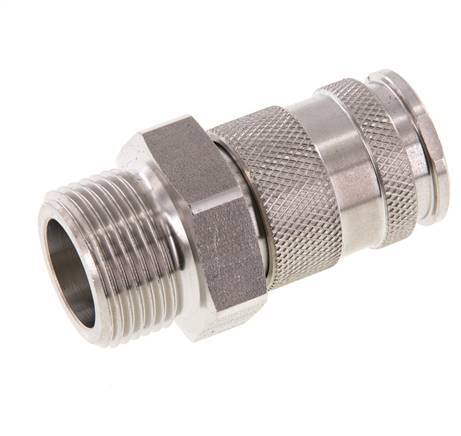 Stainless steel DN 10 Air Coupling Socket G 3/4 inch Male Double Shut-Off