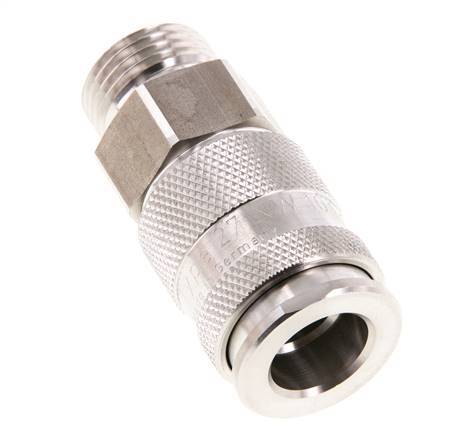 Edelstahl 316L DN 10 Luftkupplung Muffe G 1/2 Zoll Außengewinde Doppelabsperrung