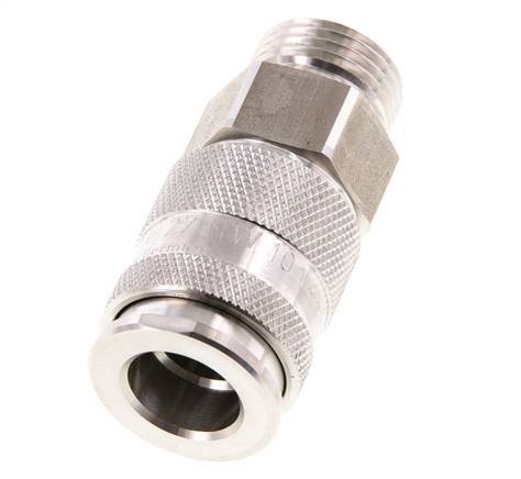 Edelstahl 316L DN 10 Luftkupplung Muffe G 1/2 Zoll Außengewinde Doppelabsperrung
