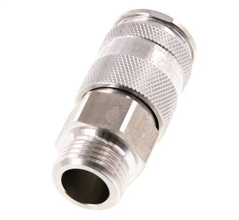 Edelstahl 316L DN 10 Luftkupplung Muffe G 1/2 Zoll Außengewinde Doppelabsperrung