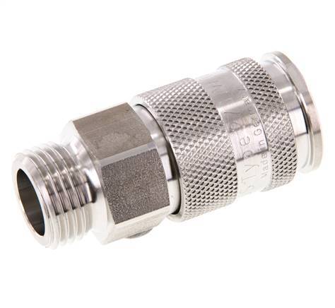Edelstahl 316L DN 10 Luftkupplung Muffe G 1/2 Zoll Außengewinde Doppelabsperrung