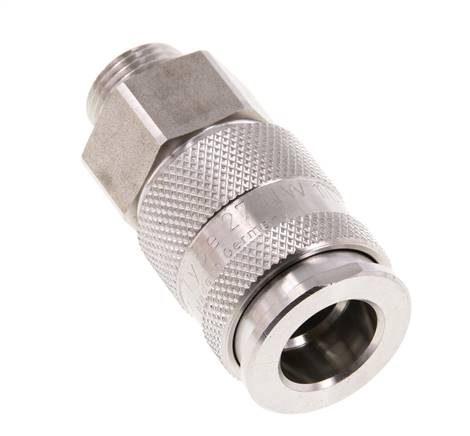Edelstahl 316L DN 10 Luftkupplung Muffe G 3/8 Zoll Außengewinde Doppelabsperrung