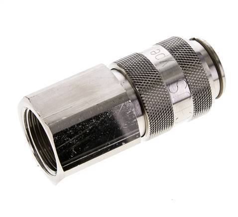 Nickel-plated Brass DN 15 Air Coupling Socket G 1 inch Female Double Shut-Off