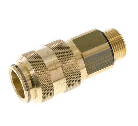 Brass DN 15 Air Coupling Socket G 3/4 inch Male Double Shut-Off