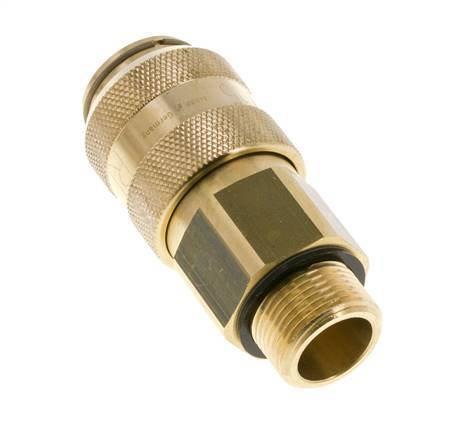 Brass DN 15 Air Coupling Socket G 3/4 inch Male Double Shut-Off