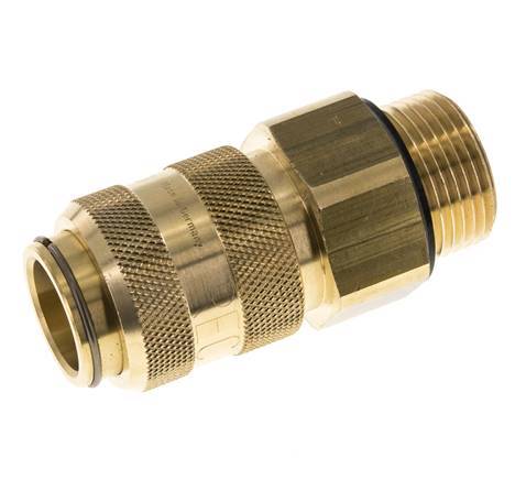 Brass DN 15 Air Coupling Socket G 1 inch Male Double Shut-Off