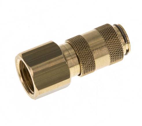 Brass DN 2.7 (Micro) Air Coupling Socket G 1/8 inch Female Double Shut-Off