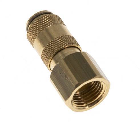 Brass DN 2.7 (Micro) Air Coupling Socket G 1/8 inch Female Double Shut-Off