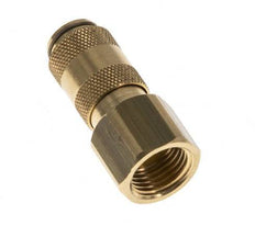 Brass DN 2.7 (Micro) Air Coupling Socket G 1/8 inch Female Double Shut-Off