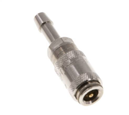 Nickel-plated Brass DN 2.7 (Micro) Air Coupling Socket 4 mm Hose Pillar Double Shut-Off