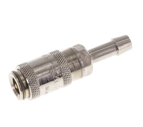 Nickel-plated Brass DN 2.7 (Micro) Air Coupling Socket 4 mm Hose Pillar Double Shut-Off