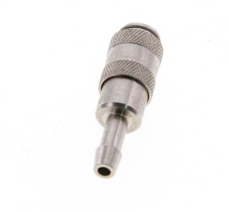 Messing vernickelt DN 2,7 (Micro) Luftkupplungsmuffe 4 mm Schlauchsäule Doppelabsperrung