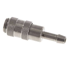 Stainless steel DN 2.7 (Micro) Air Coupling Socket 4 mm Hose Pillar Double Shut-Off
