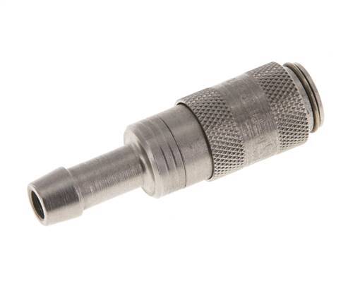 Stainless steel DN 2.7 (Micro) Air Coupling Socket 5 mm Hose Pillar Double Shut-Off