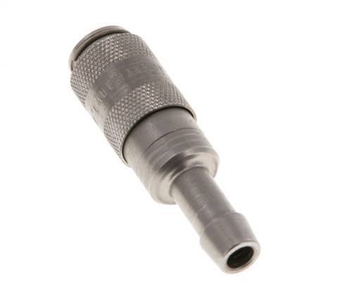 Stainless steel DN 2.7 (Micro) Air Coupling Socket 5 mm Hose Pillar Double Shut-Off