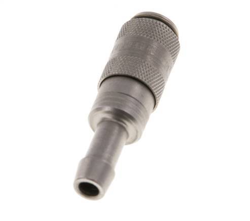 Stainless steel DN 2.7 (Micro) Air Coupling Socket 5 mm Hose Pillar Double Shut-Off