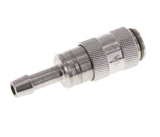Stainless Steel 316L DN 2.7 (Micro) Air Coupling Socket 4 mm Hose Pillar