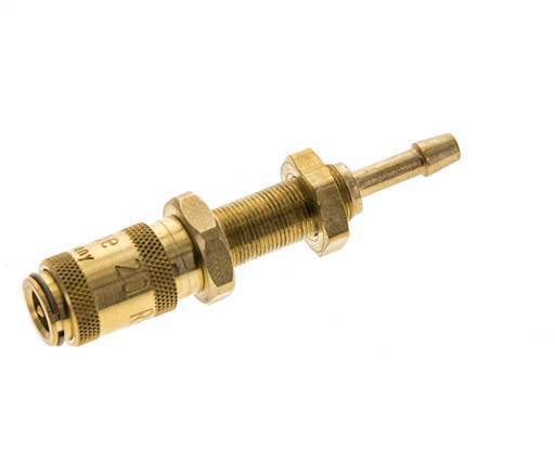 Brass DN 2.7 (Micro) Air Coupling Socket 3 mm Hose Pillar Bulkhead Double Shut-Off