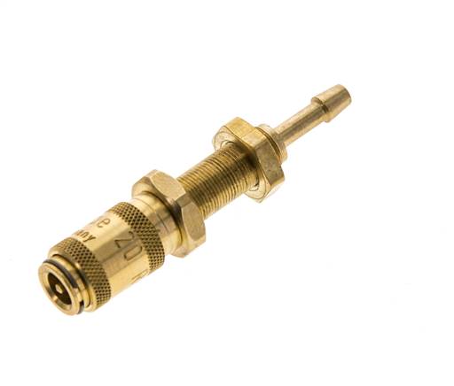 Messing DN 2,7 (Micro) Luftkupplung Muffe 3 mm Schlauch Säule Bulkhead Doppelabsperrung