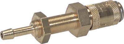 Brass DN 2.7 (Micro) Air Coupling Socket 4 mm Hose Pillar Bulkhead Double Shut-Off