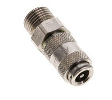 Messing vernickelt DN 2,7 (Micro) Luftkupplung Muffe G 1/8 Zoll Außengewinde Doppelabsperrung