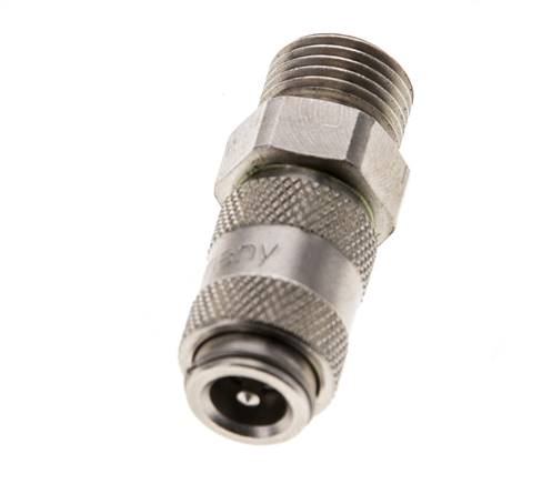 Messing vernickelt DN 2,7 (Micro) Luftkupplung Muffe G 1/8 Zoll Außengewinde Doppelabsperrung