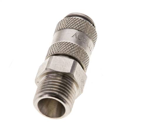 Messing vernickelt DN 2,7 (Micro) Luftkupplung Muffe G 1/8 Zoll Außengewinde Doppelabsperrung