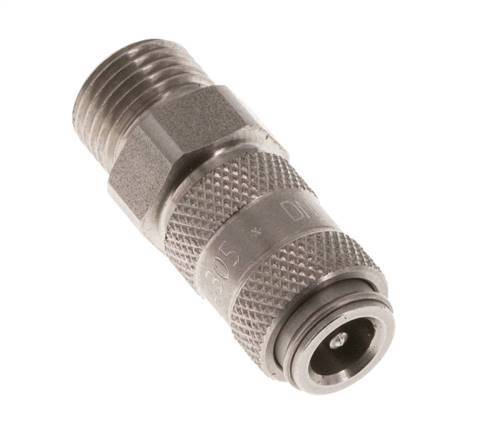 Stainless steel DN 2.7 (Micro) Air Coupling Socket G 1/8 inch Male Double Shut-Off