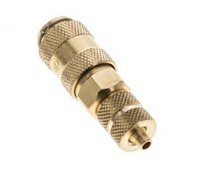 Brass DN 2.7 (Micro) Air Coupling Socket 3x4.3 mm Union Nut Double Shut-Off