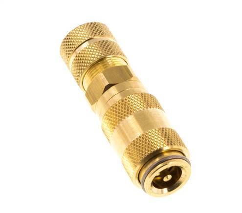 Brass DN 2.7 (Micro) Air Coupling Socket 4x6 mm Union Nut Double Shut-Off