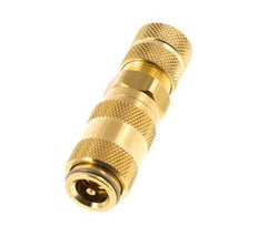 Brass DN 2.7 (Micro) Air Coupling Socket 4x6 mm Union Nut Double Shut-Off