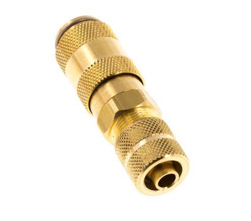 Brass DN 2.7 (Micro) Air Coupling Socket 4x6 mm Union Nut Double Shut-Off