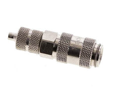 Messing vernickelt DN 2,7 (Micro) Luftkupplung Muffe 3x4,3 mm Überwurfmutter Doppelabsperrung