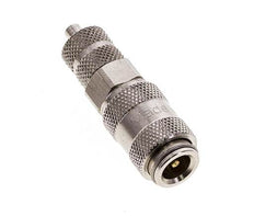 Messing vernickelt DN 2,7 (Micro) Luftkupplung Muffe 3x4,3 mm Überwurfmutter Doppelabsperrung
