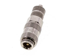 Messing vernickelt DN 2,7 (Micro) Luftkupplung Muffe 3x4,3 mm Überwurfmutter Doppelabsperrung