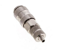 Messing vernickelt DN 2,7 (Micro) Luftkupplung Muffe 3x4,3 mm Überwurfmutter Doppelabsperrung