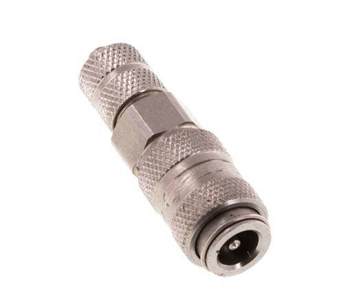 Stainless steel DN 2.7 (Micro) Air Coupling Socket 3x4.3 mm Union Nut Double Shut-Off