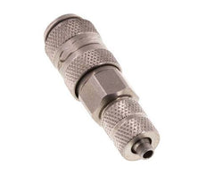 Stainless steel DN 2.7 (Micro) Air Coupling Socket 3x4.3 mm Union Nut Double Shut-Off