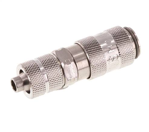Edelstahl 316L DN 2,7 (Micro) Luftkupplung Muffe 4x6 mm Überwurfmutter Doppelabsperrung