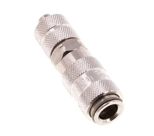 Edelstahl 316L DN 2,7 (Micro) Luftkupplung Muffe 4x6 mm Überwurfmutter Doppelabsperrung