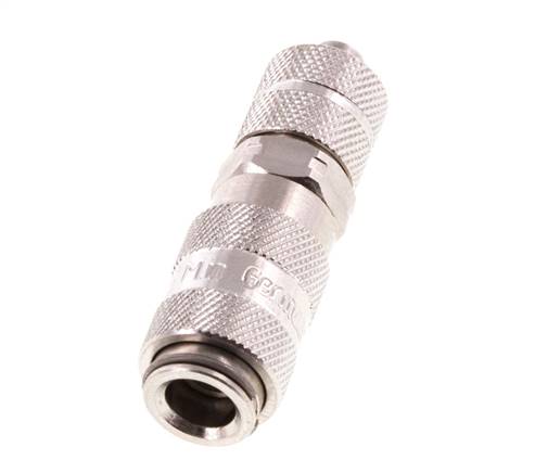 Edelstahl 316L DN 2,7 (Micro) Luftkupplung Muffe 4x6 mm Überwurfmutter Doppelabsperrung