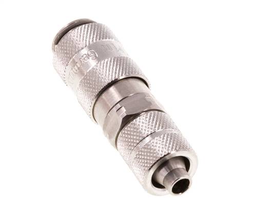 Edelstahl 316L DN 2,7 (Micro) Luftkupplung Muffe 4x6 mm Überwurfmutter Doppelabsperrung