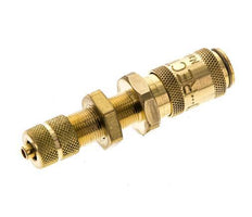 Brass DN 2.7 (Micro) Air Coupling Socket 3x4.3 mm Union Nut Bulkhead Double Shut-Off