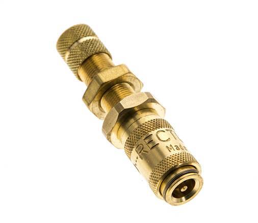 Brass DN 2.7 (Micro) Air Coupling Socket 3x4.3 mm Union Nut Bulkhead Double Shut-Off