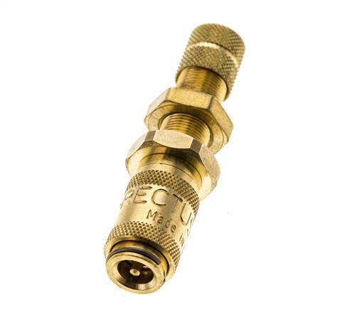 Brass DN 2.7 (Micro) Air Coupling Socket 3x4.3 mm Union Nut Bulkhead Double Shut-Off