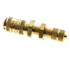 Brass DN 2.7 (Micro) Air Coupling Socket 3x4.3 mm Union Nut Bulkhead Double Shut-Off